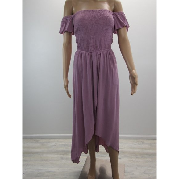 SALTY LEMON OFF SHOULDER HI-LOW MAXI DRESS SIZE  MEDIUM - Picture 1 of 8